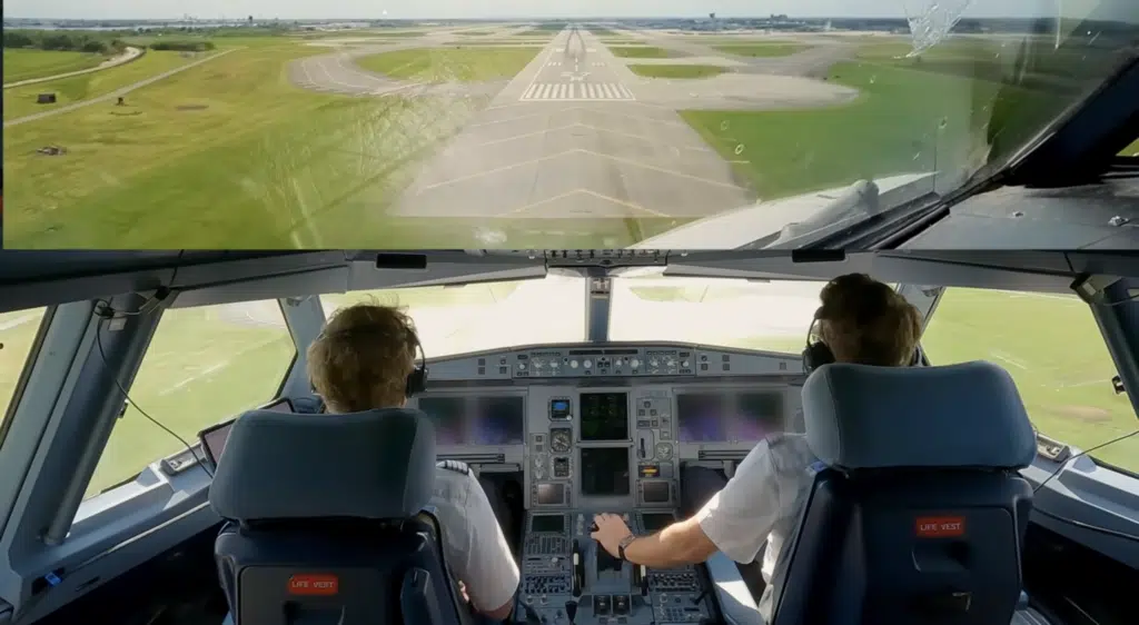 Amazing cockpit footage of pilot landing Airbus A330 into a very gusty Philadelphia