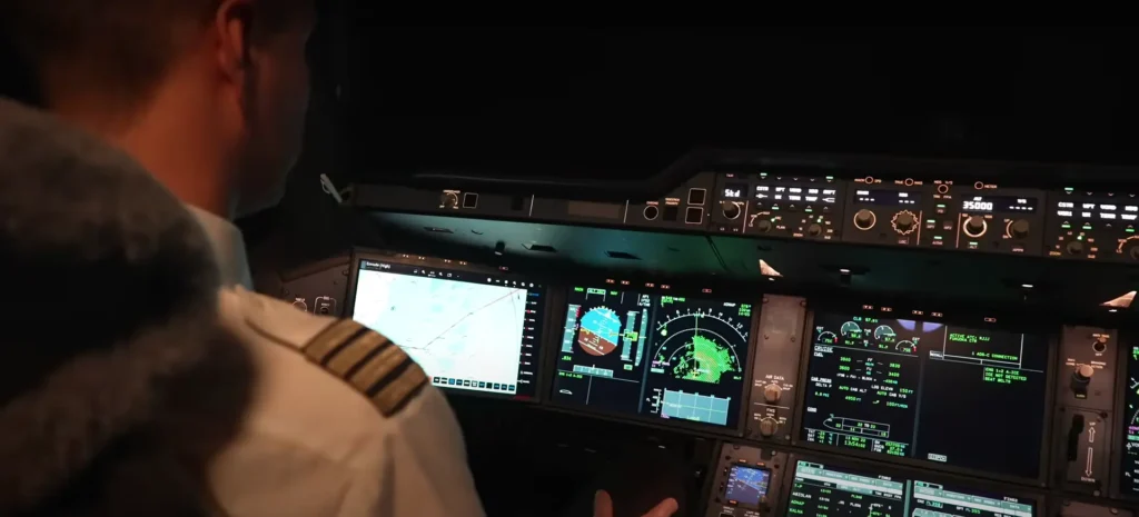 Cockpit view of Airbus A350