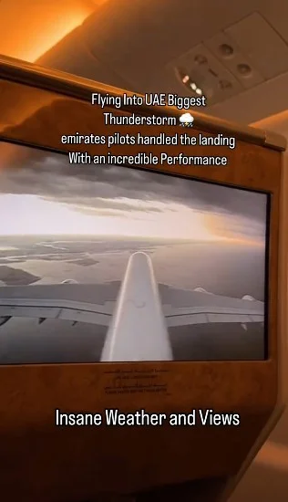 Footage captures Emirates pilot expertly landing Airbus A380 during UAE’s largest thunderstorm