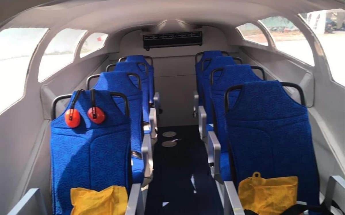 Inside the Airfish 8 with its eight seats.