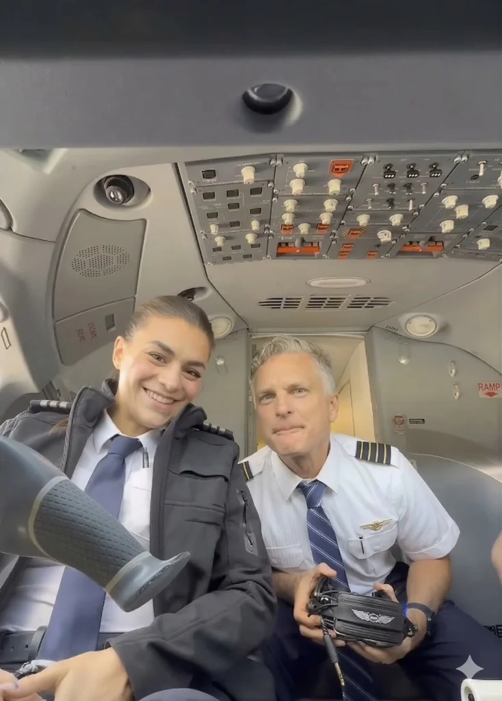A pilot six months into her career accidentally ended up on the same radio frequency as her dad and he recognized her voice immediately flying the airplane