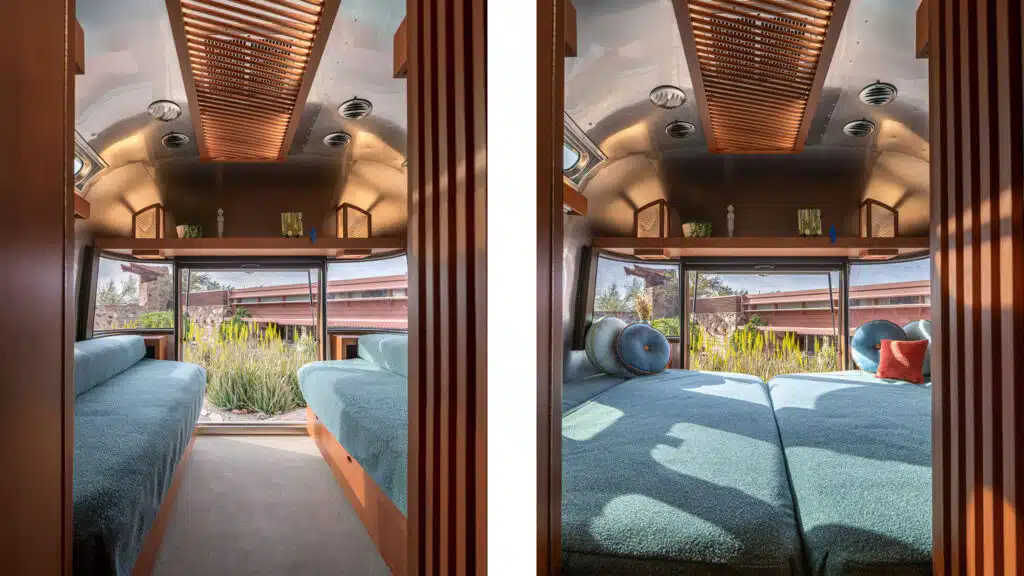 Airstream’s limited edition trailer combines Frank Lloyd Wright, Airstream design, and modern travel in a sleek, architecturally inspired creation