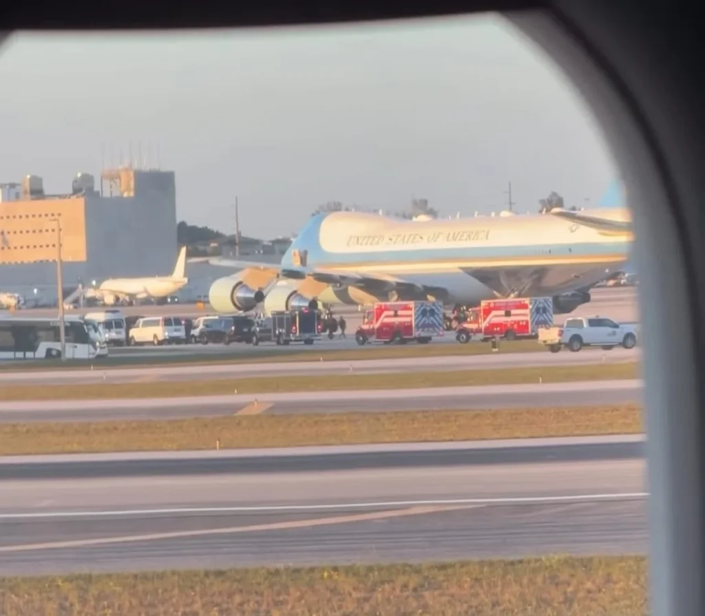 Alex Hirschi - aka Supercar Blondie - had her flight schedule disrupted by the presence of the world's most secretive plane, Air Force One