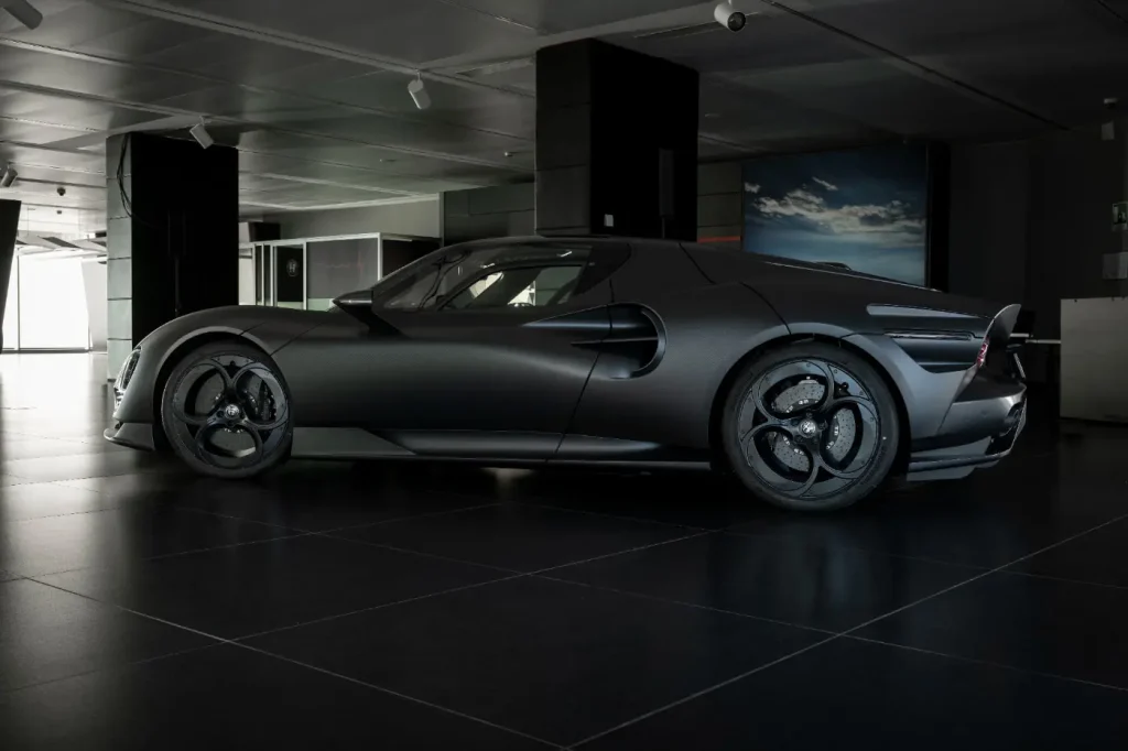 Alfa Romeo unveils 2026 33 Stradale Perla Nera, a one-off blacked out carbon fiber version of its ultra-limited supercar