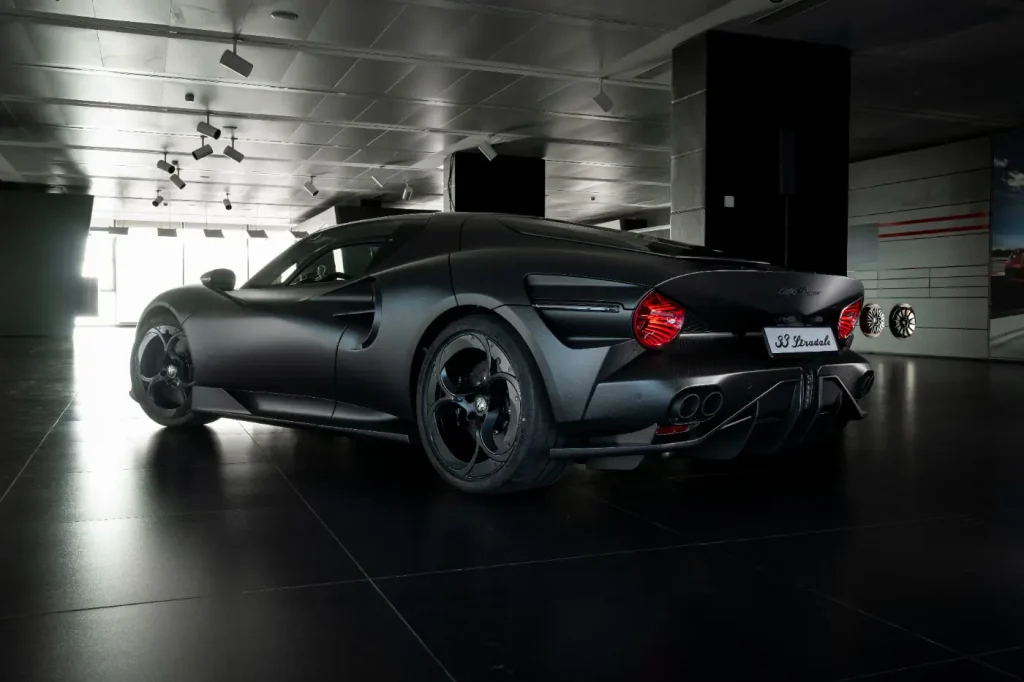 Alfa Romeo unveils 2026 33 Stradale Perla Nera, a one-off blacked out carbon fiber version of its ultra-limited supercar