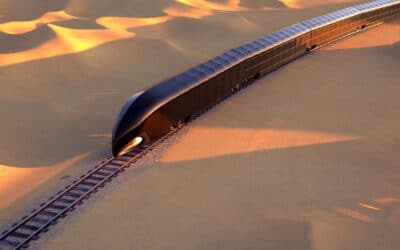 This futuristic train is a superyacht on rails with its own supercar garage