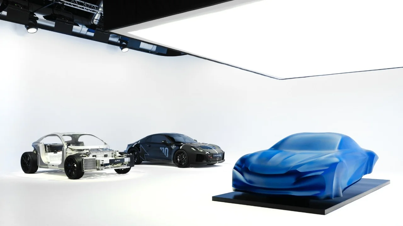 Alpine's new A110 EV has been teased with a Concorde-inspired sculpture at the 2026 Paris Motor Show