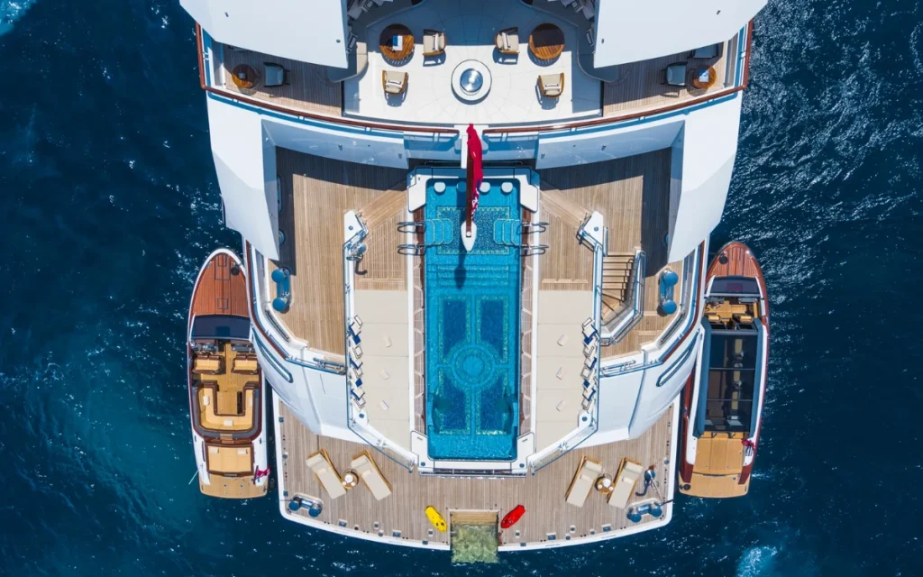 The Amadea is built by the legendary German shipyard Lürssen, known for crafting the superyacht of Google co-founder Sergey Brin.