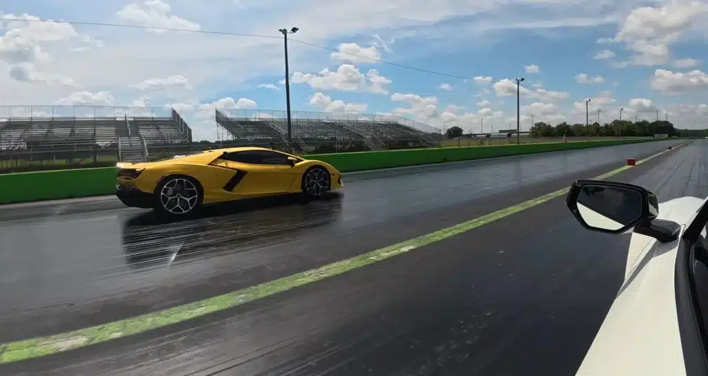 American muscle takes the spotlight as the C8 Corvette challenges the Lamborghini Revuelto in a high-stakes quarter-mile race