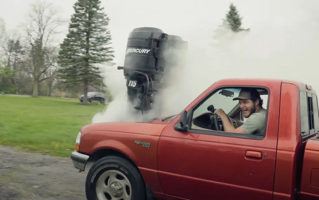 This Ford Ranger 200hp build features a wild boat motor swap using twin Mercury outboard engines in one of the craziest YouTube car builds ever