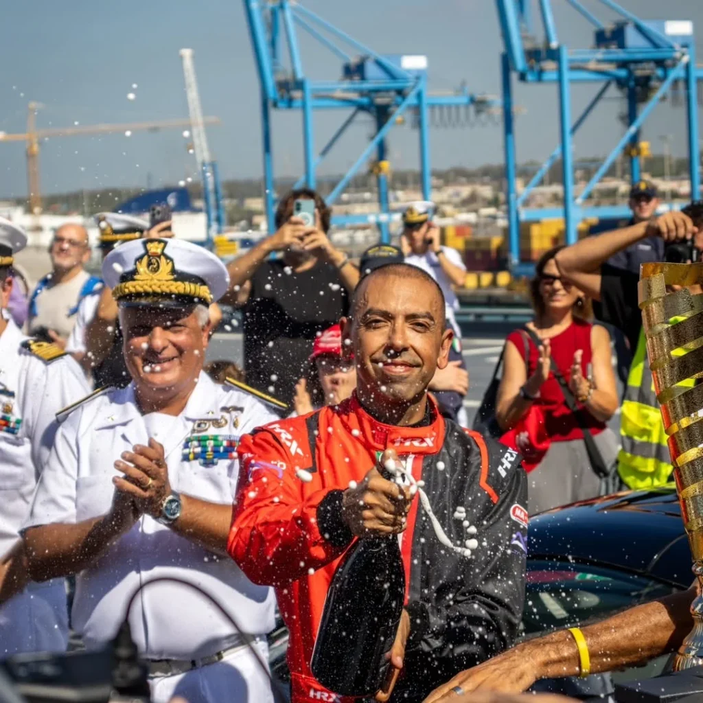 An Italian racing driver set an unusual record by driving a Ferrari SF90 Stradale on an aircraft carrier
