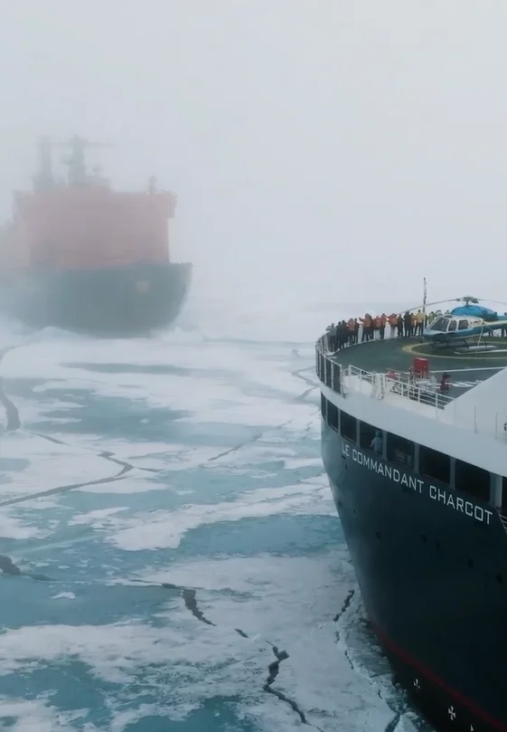 When the only two ships on Earth capable of reaching the North Pole met face-to-face in rare encounter