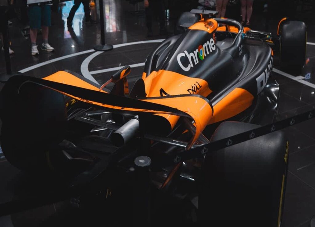 Culture Kings showcases a McLaren F1 car during Race Week, with F1 collections, streetwear, and immersive fan experiences in the Melbourne store