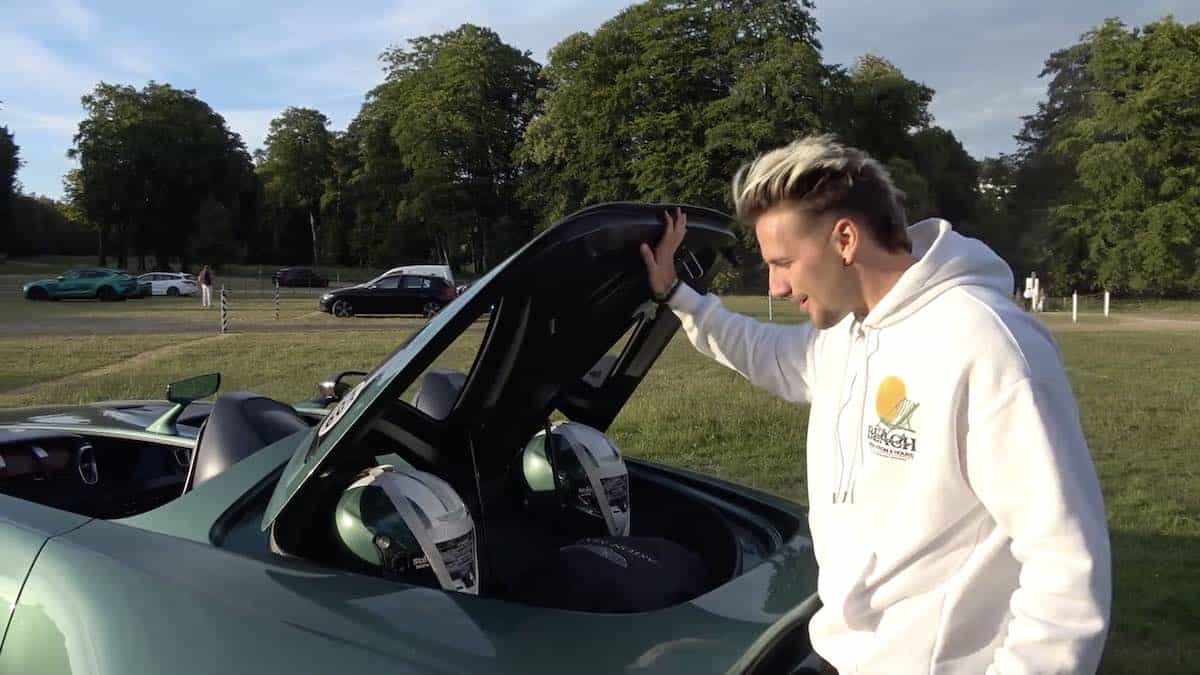 Supercar Blondie's Sergi Galiano with the Aston Martin V12 Speedster