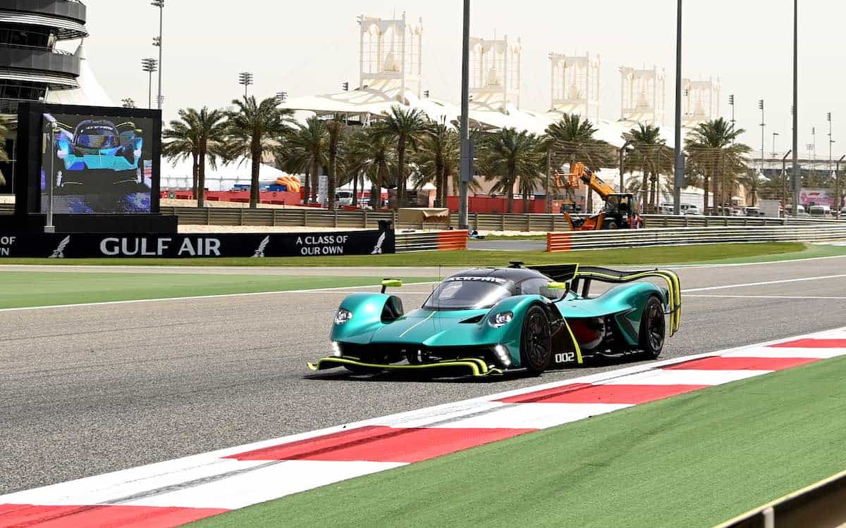 The Aston Martin AMR Pro on track at the Bahrain Grand Prix