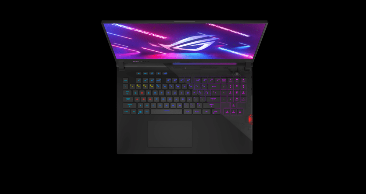 Asus ROG Strix SCAR 17 G733 pictured from above.