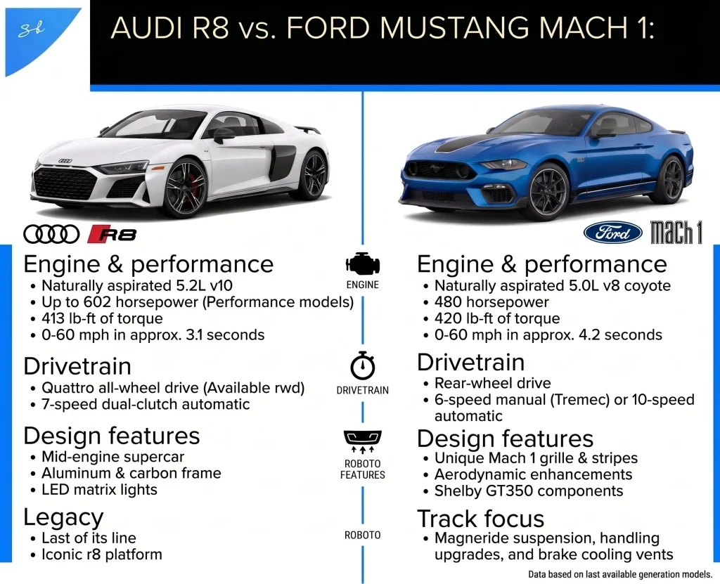 Audi R8 and Ford Mustang Mach 1 go head-to-head to show the wild difference between German and American brakes