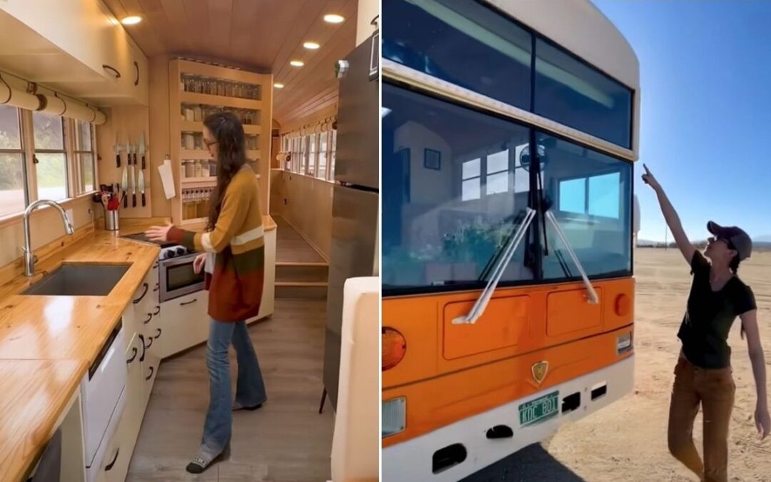 American couple converts abandoned, old school bus into beautiful RV home