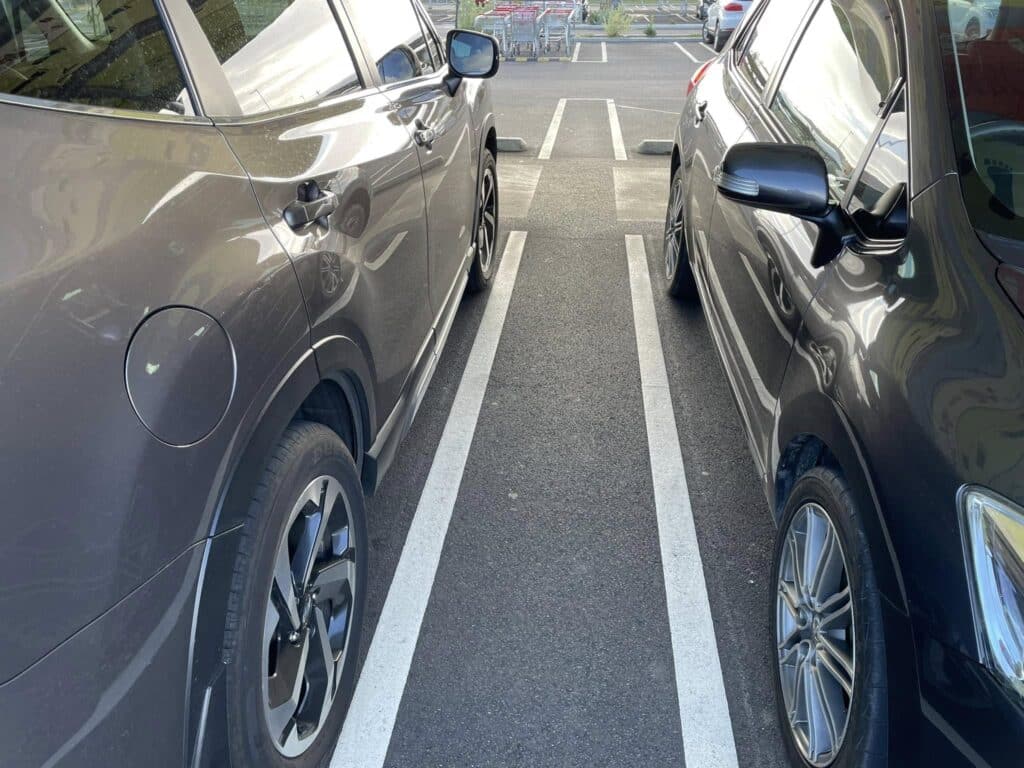 Parking lot in Australia with innovative double lines