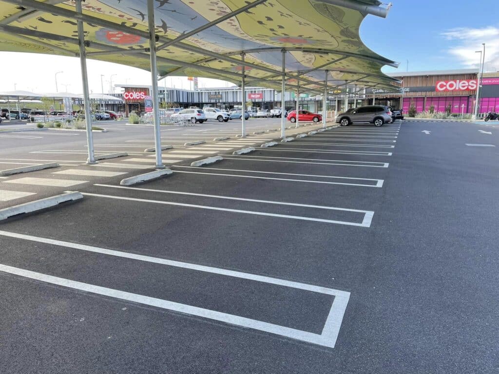 Parking lot in Australia with innovative double lines