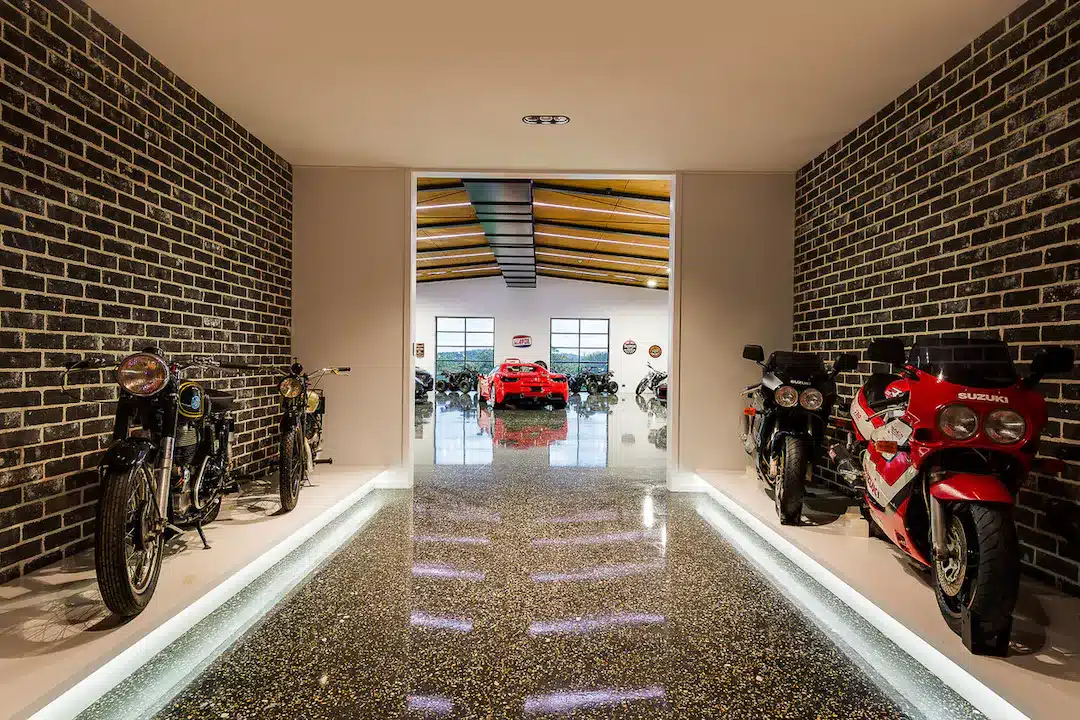 motorbike and supercar garage