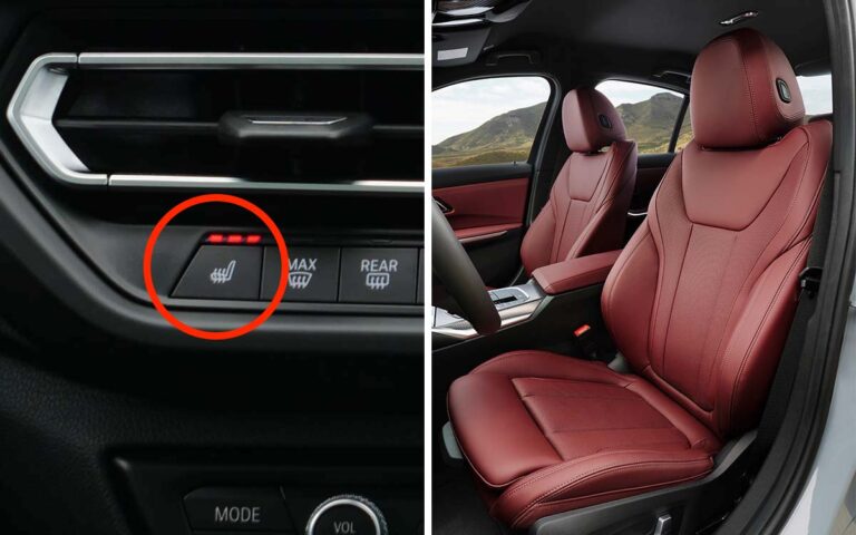 Button for heated seats in a BMW
