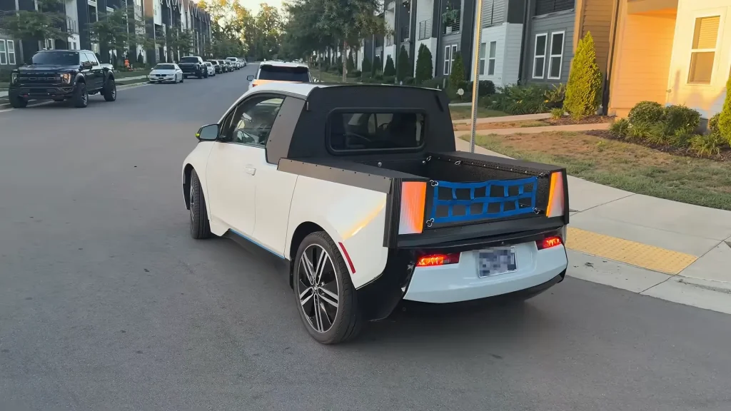 California man builds his own electric truck out of a BMW i3 for under $10,000 after declaring US gas prices are 'insane'