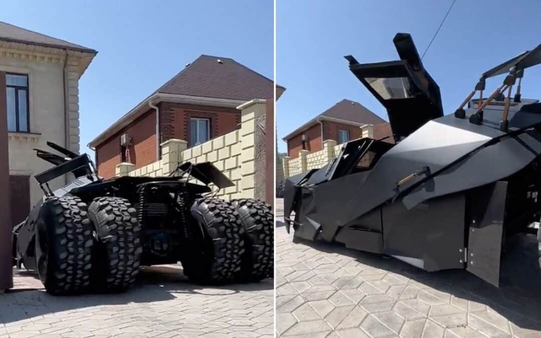 Insane Batmobile shows off precision reversing skills as it backs out of driveway