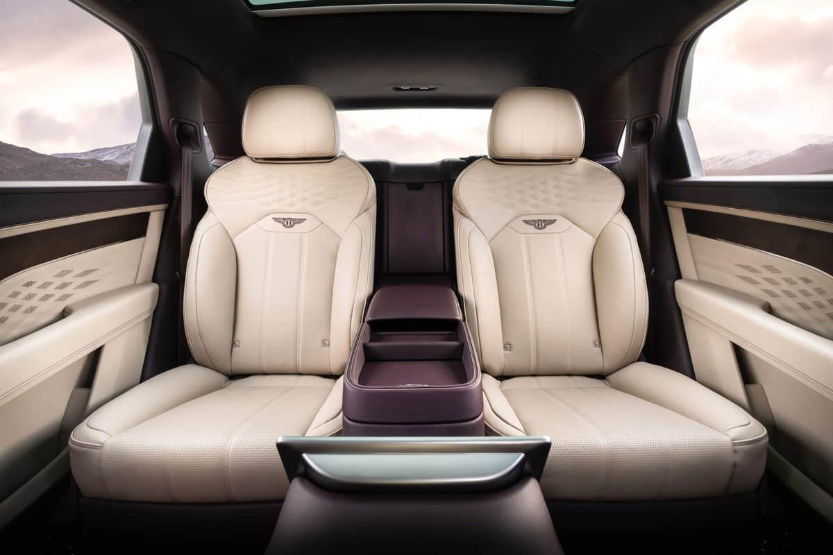 The back passenger seats of the Bentley Bentayga.