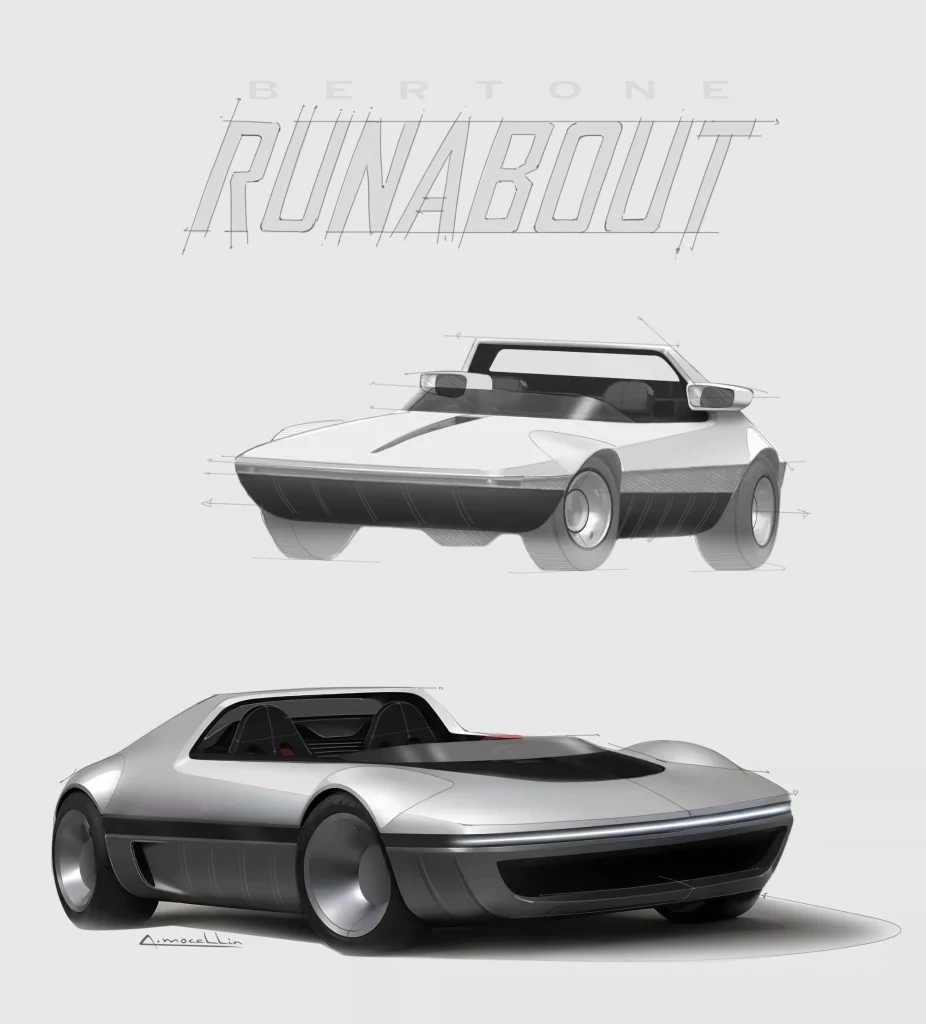 Bertone has revived its 1969 Runabout concept as a featherweight sports car with nautical design cues and pop-up headlights that modern cars no longer get