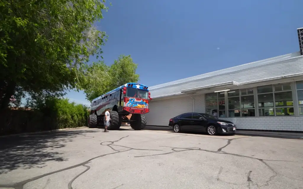 Monster truck created from school bus is the world's biggest