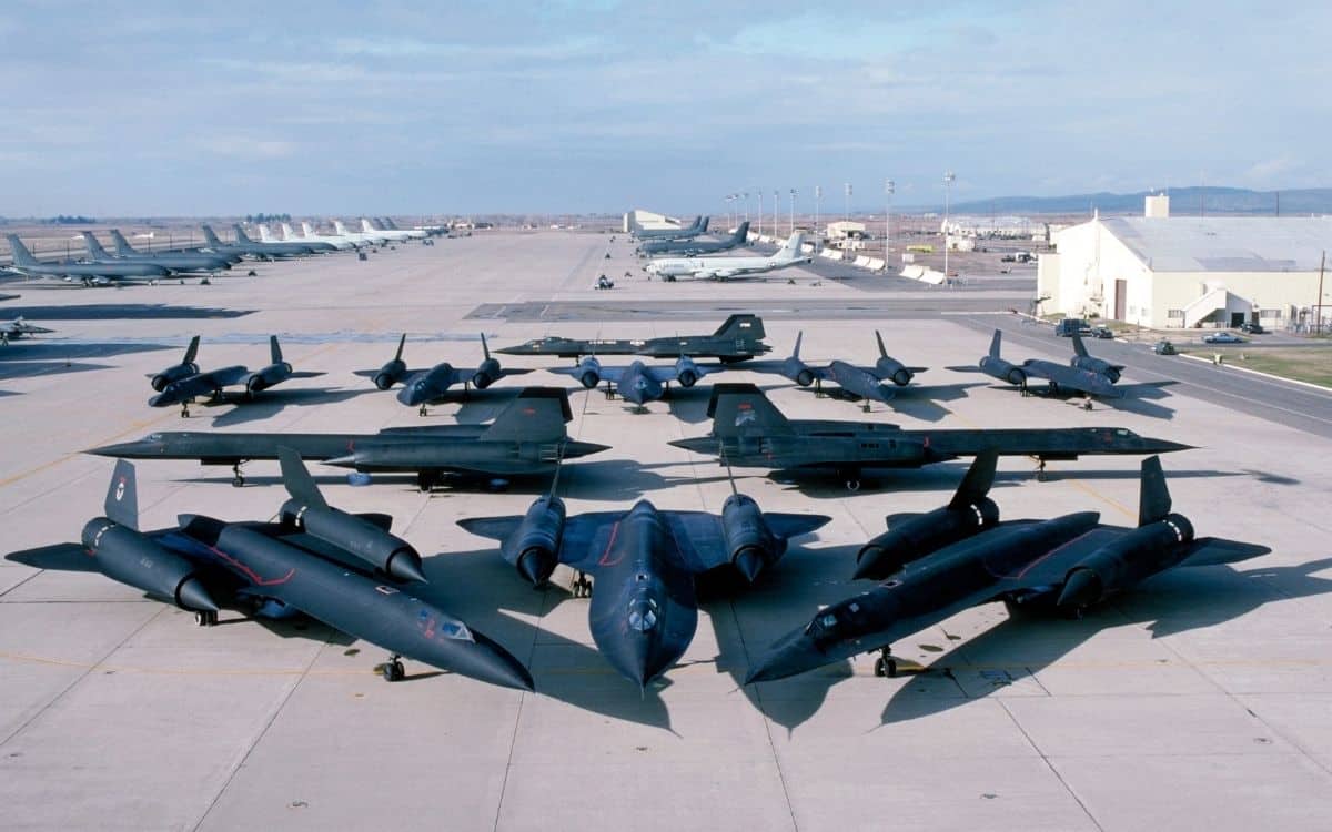 Blackbird SR71 planes on a military runway.