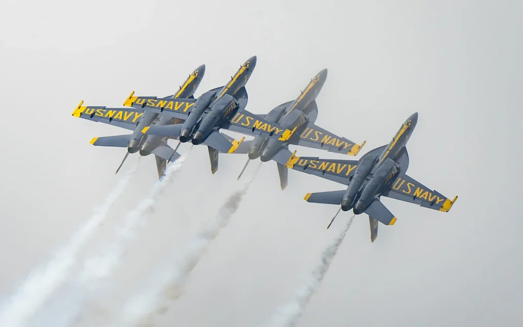 A Blue Angels jet belonging to the US Navy surprised one man when it swooped incredibly close to his position during a practice session in California.