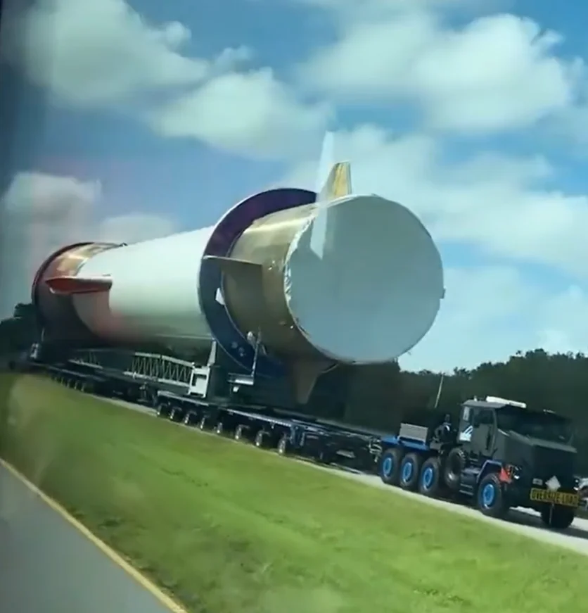 90-ton Blue Origin rocket spotted being transported down the highway and it's a ridiculous sight