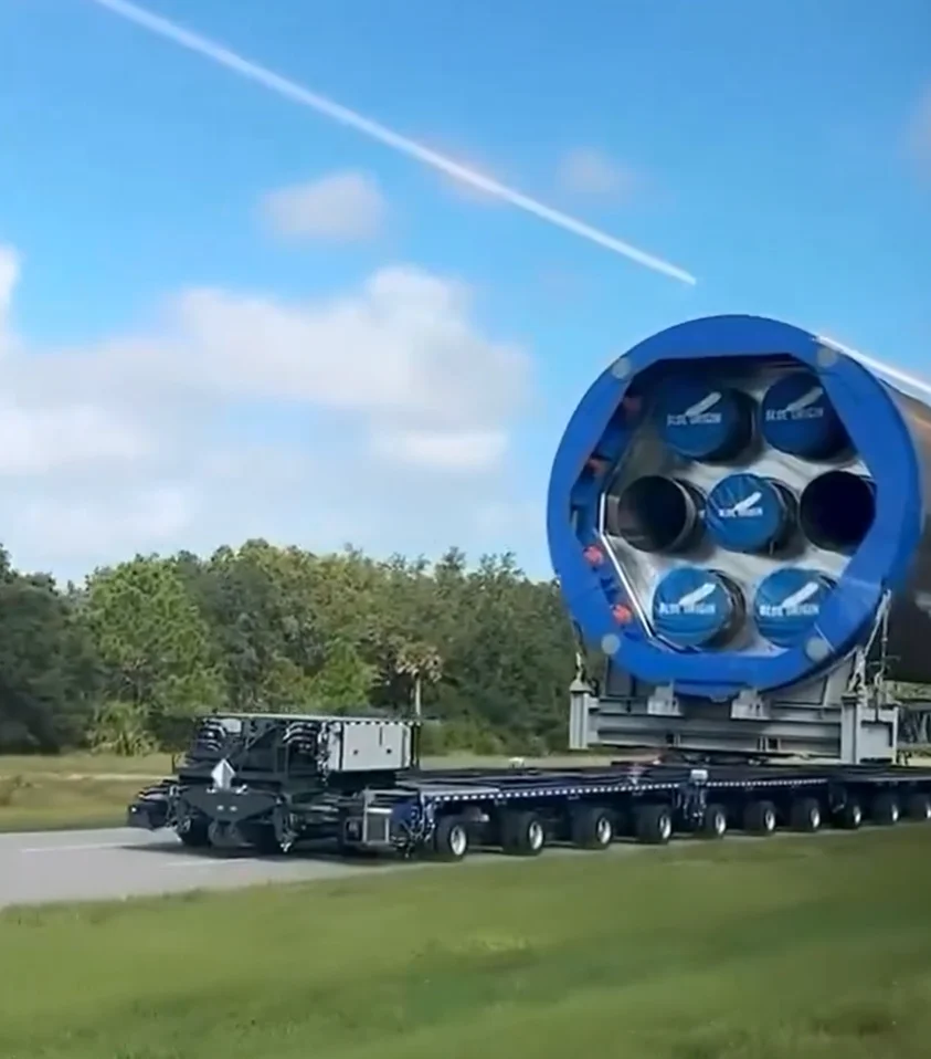 90-ton Blue Origin rocket spotted being transported down the highway and it's a ridiculous sight