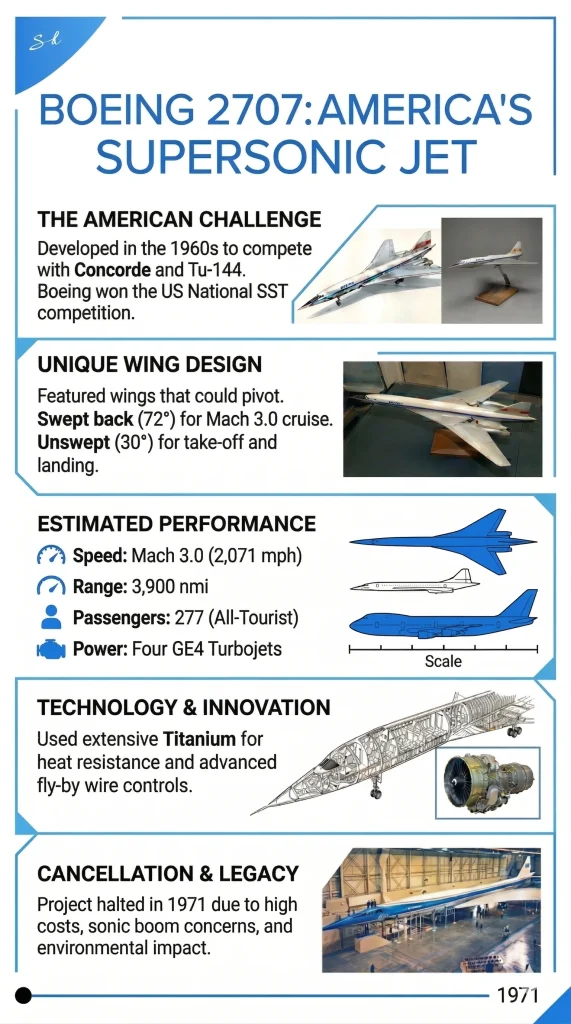 America and Boeing once built a supersonic jet that was bigger faster and more ambitious than Concorde and the reason you have never flown on it is a fascinating story