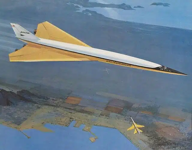 Boeing 2707, the American answer to Concorde, artwork of the supersonic airliner