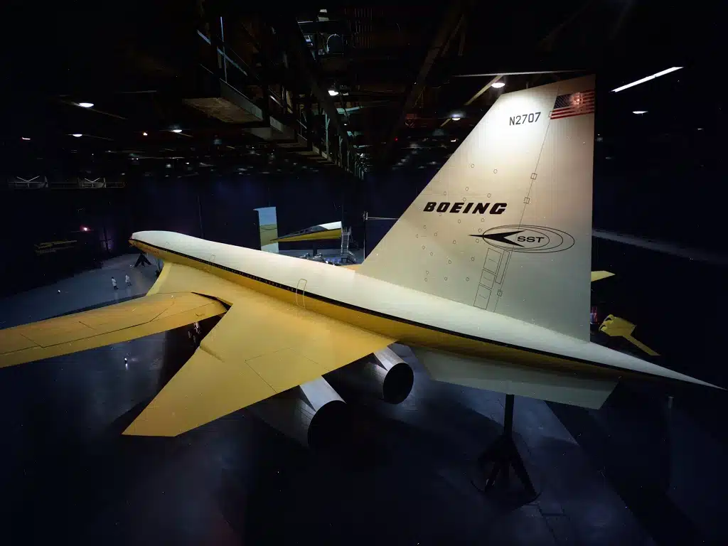 Boeing 2707, the American answer to Concorde, rear view of the supersonic airliner