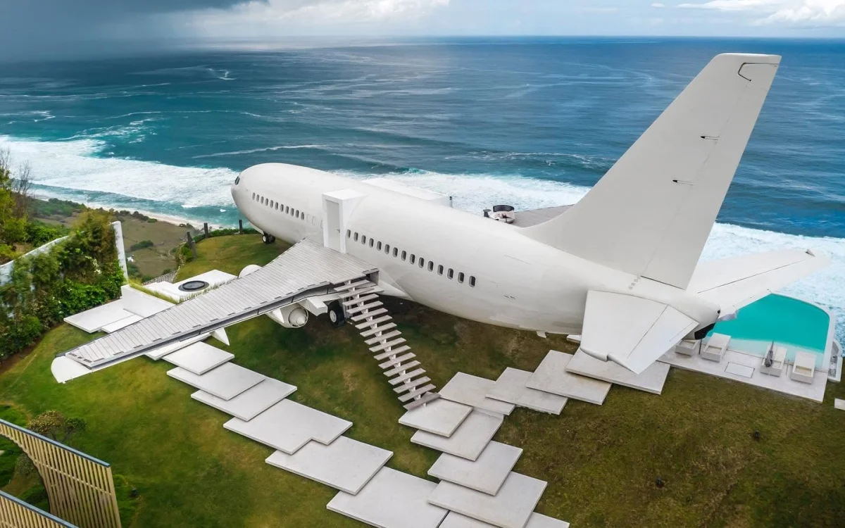 Man who owns Boeing 737 private jet villa gives tour inside and it's as wild as it looks