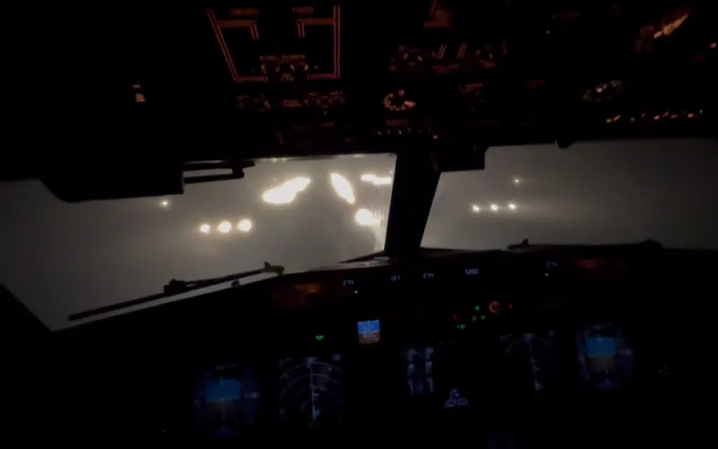 This Boeing 737 Airliner landing in near zero visibility is textbook stuff