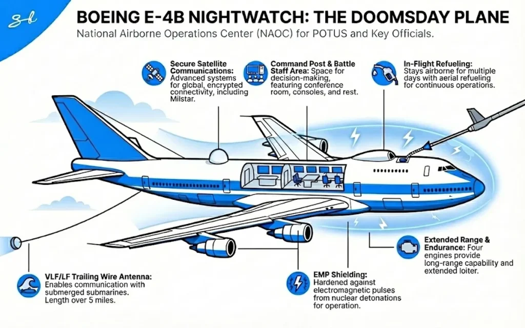 The Boeing E-4B Nightwatch, known as the Doomsday Plane, has been spotted making its first flight in 51 years as the nuclear defence aircraft lands in Maryland