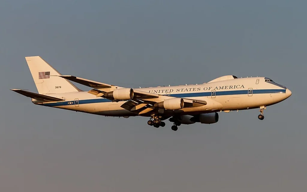 The Boeing E-4B Nightwatch, known as the Doomsday Plane, has been spotted making its first flight in 51 years as the nuclear defence aircraft lands in Maryland