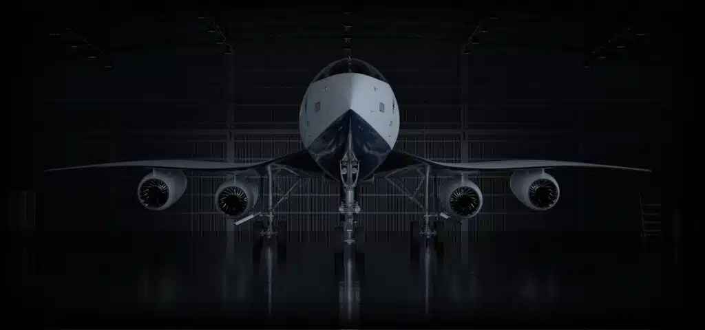 Boom Overture supersonic jet in the hangar