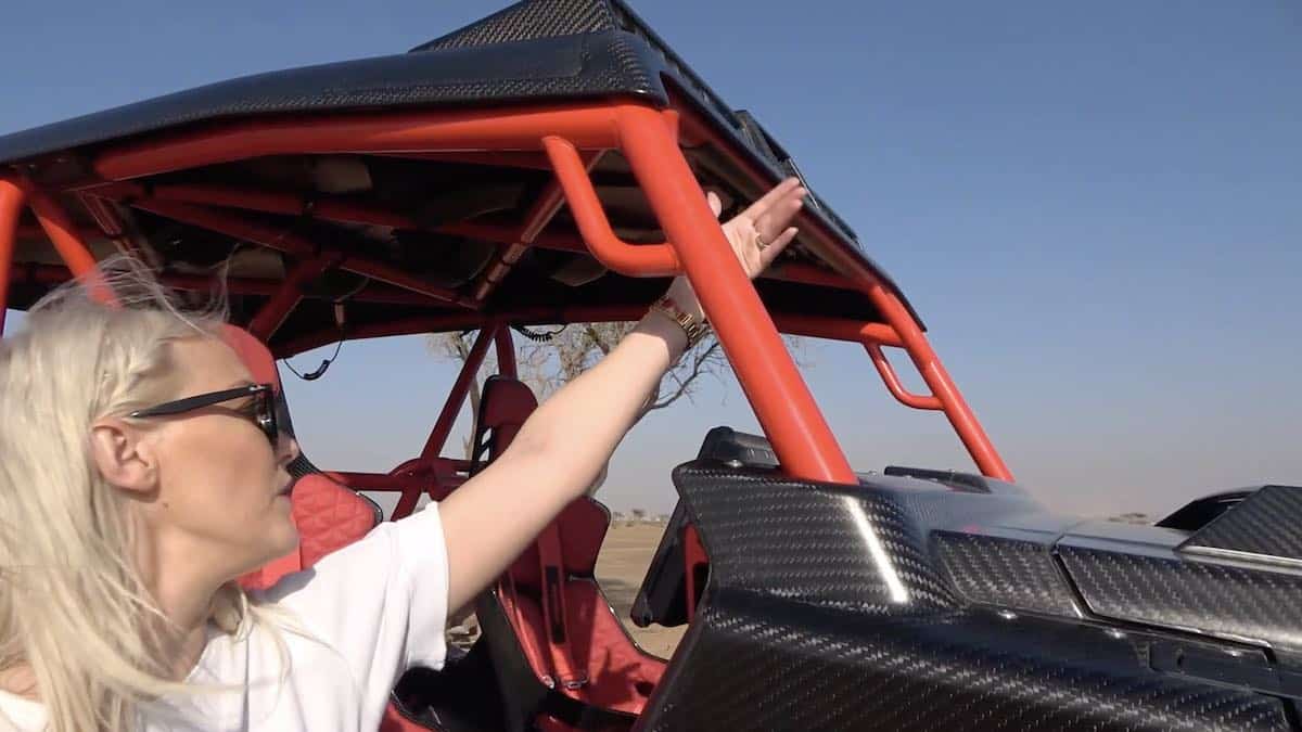 Alex Hirschi gestures through the cockpit as she speaks about the new Brabus off-road vehicle.