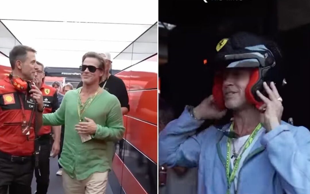 Watch Brad Pitt get behind the wheel of an F1 car at Silverstone
