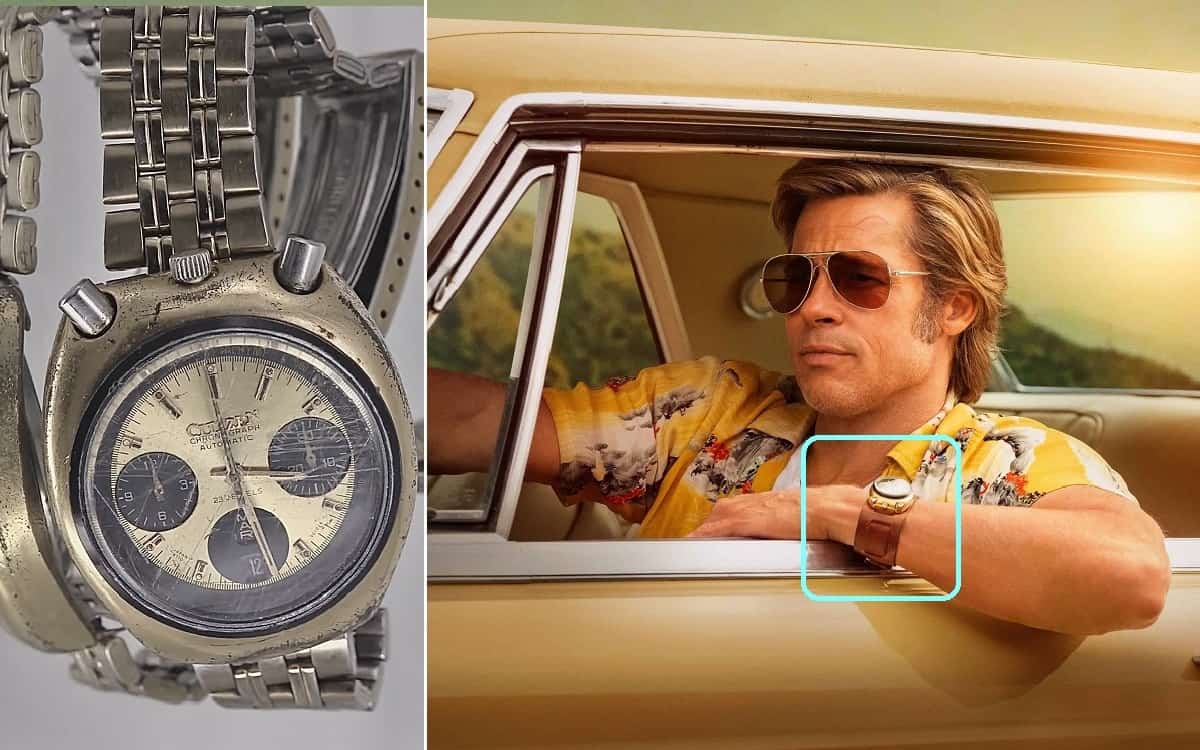 Citizen Bullhead (left) and Brad Pitt wearing the watch in the movie