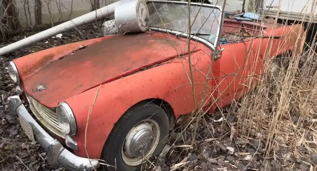 British sports car Austin Healey Sprite abandoned British sports car