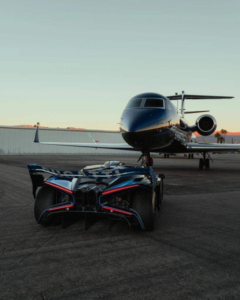 Someone incredibly rich got a $4M Bugatti Bolide personalized to match their $62M Gulfstream G550 private jet