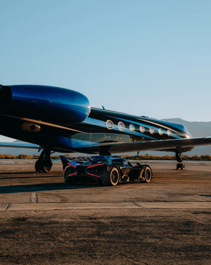 Someone incredibly rich got a $4M Bugatti Bolide personalized to match their $62M Gulfstream G550 private jet