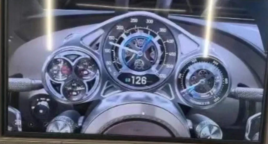 Bugatti Chiron successors transparent gauge cluster leaked